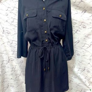 Black Button Up Romper-Look Dress